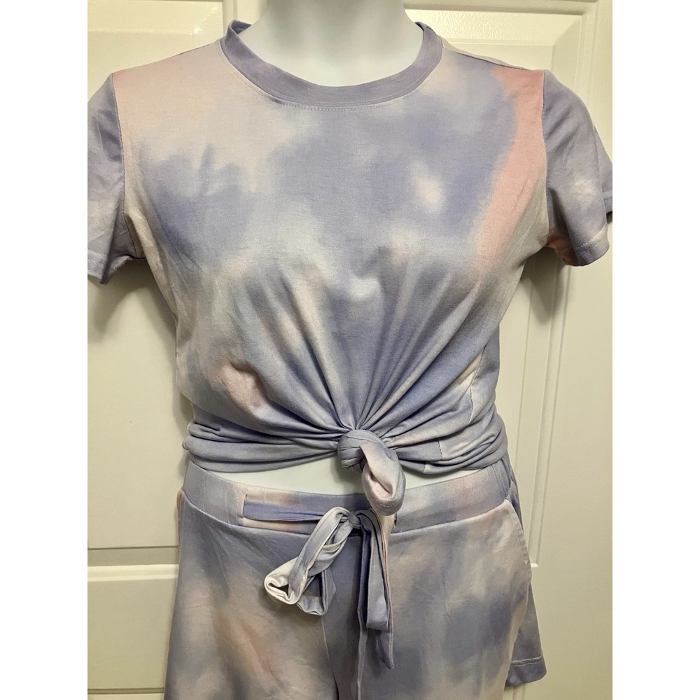 Love + Harmony 2 Pc Set Sz‎ Small Women's Purple Blue Pink Tie Dye Shorts Shirt - Picture 2 of 8